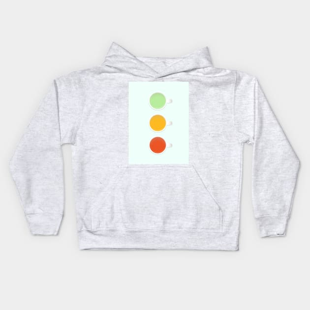 Teacup Traffic Lights Green Yellow And Red Teas On Mint Kids Hoodie by 4U2NV-LDN